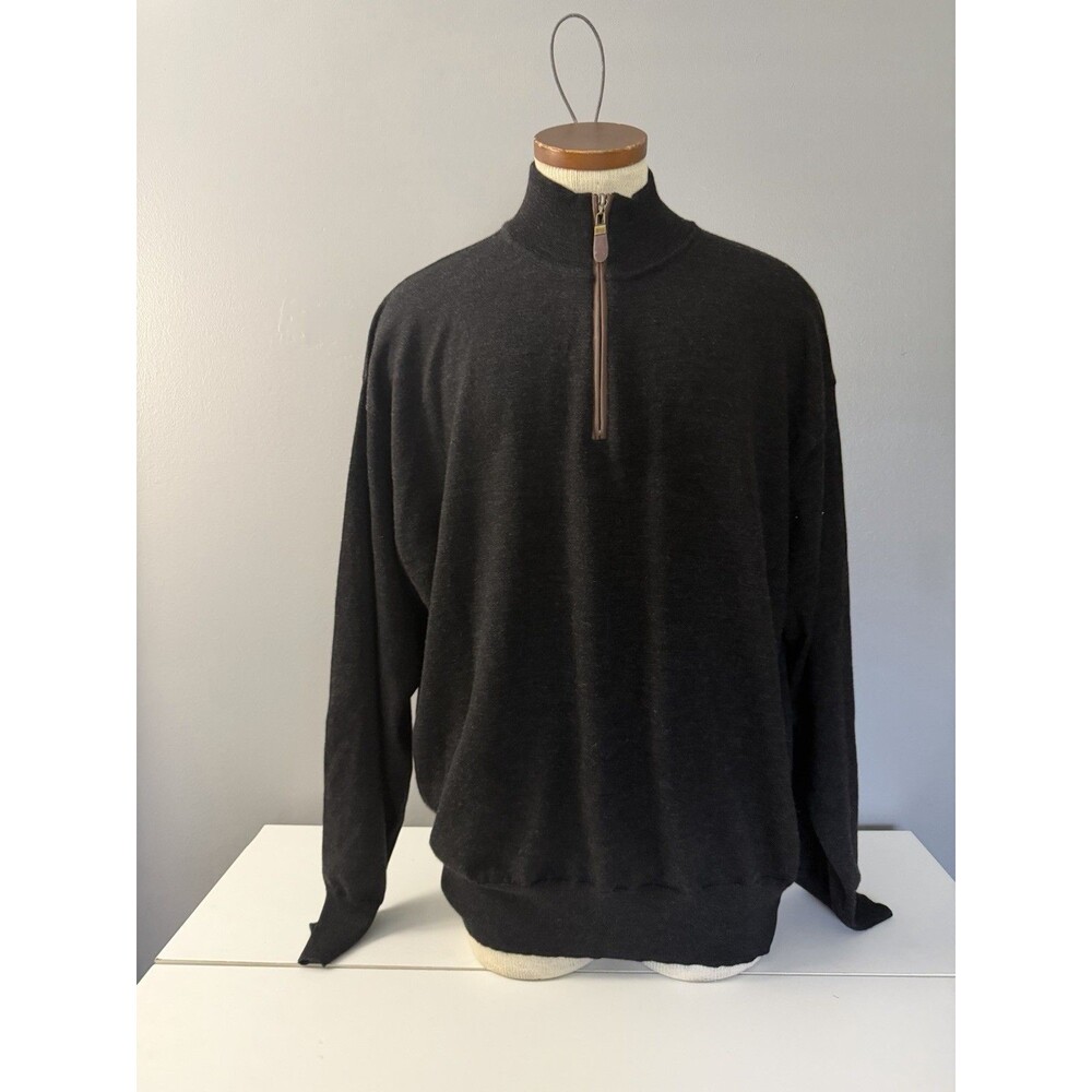 Orvis Mens XXL Quarter Zip Mock Neck Pullover Wool Blend Sweater EUC